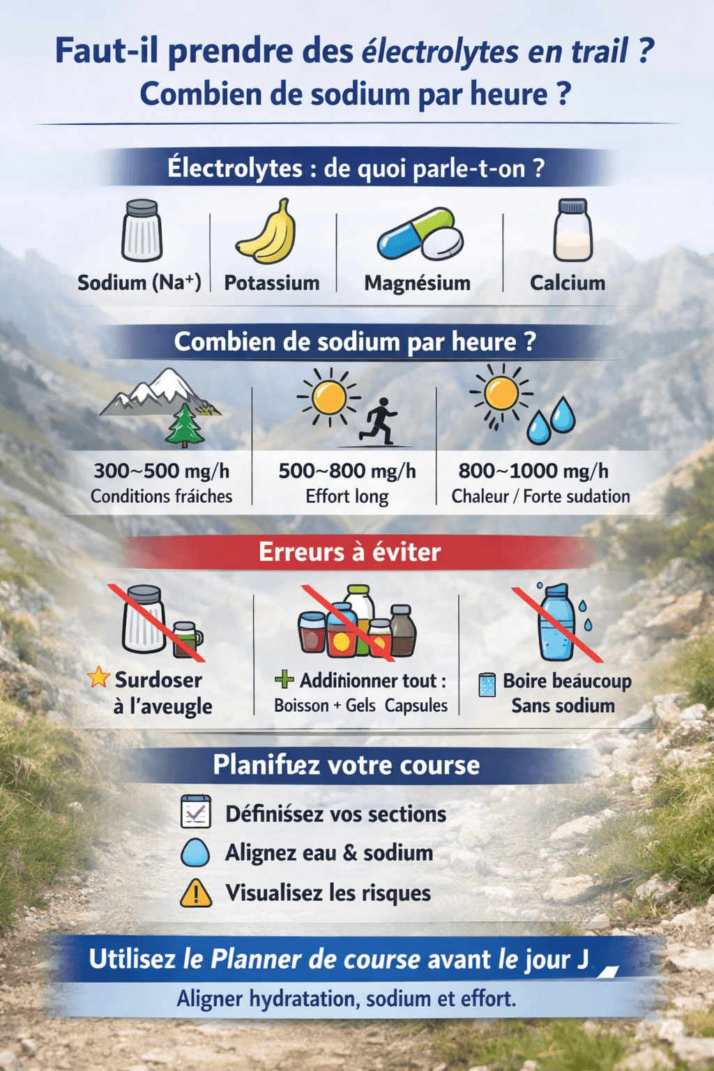Faut-il prendre des électrolytes en trail ? Combien de sodium par heure ?