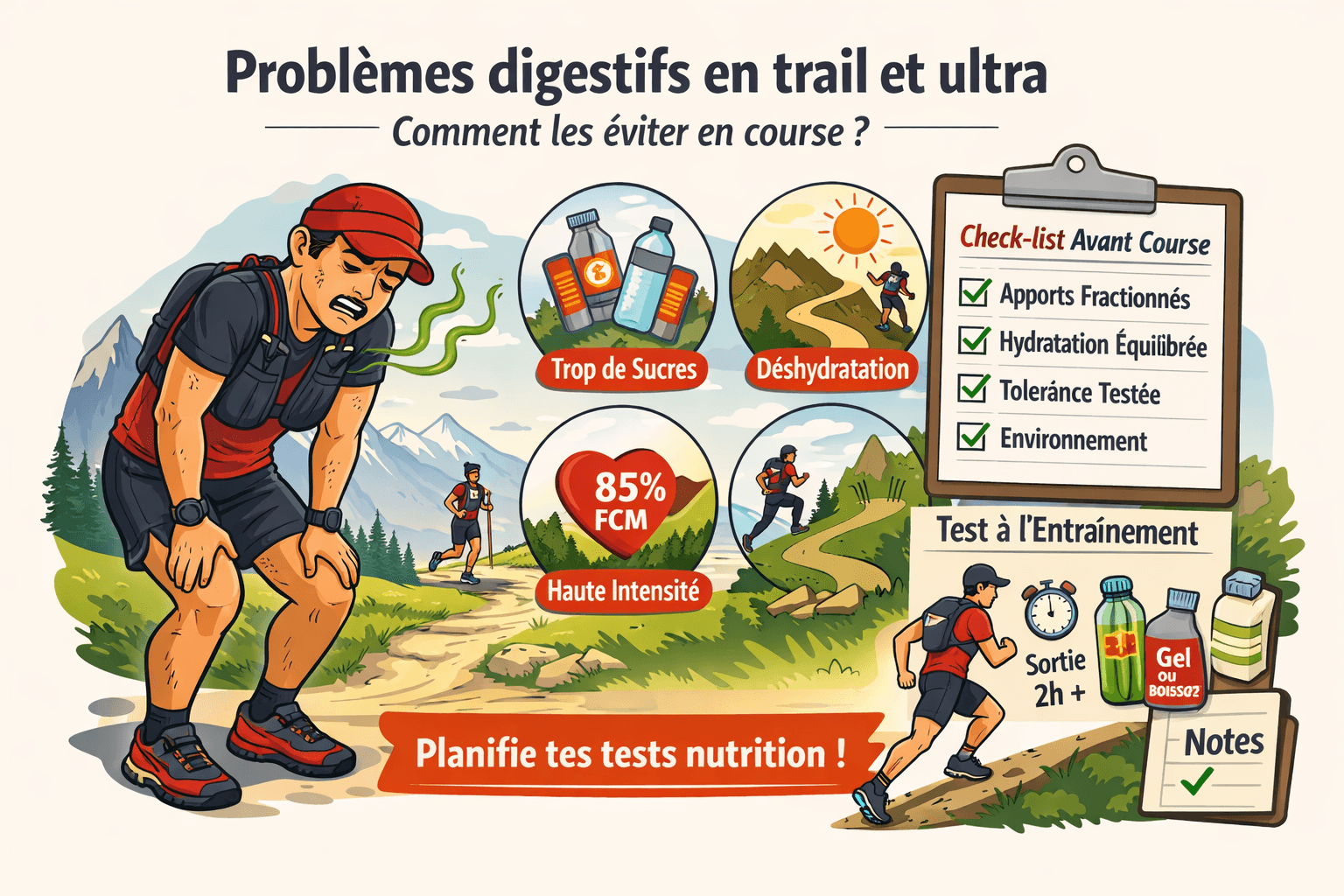 Traileur souffrant de problèmes digestifs en course